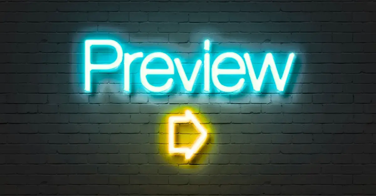Vorschaubild mit leuchtendem „Preview“-Schriftzug und Pfeilsymbol als Symbol für die Vorabprüfung regulatorischer Dokumente, technischer Unterlagen und Compliance-Prozesse im Medizinprodukte- und IVD-Bereich.
